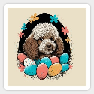 Poodle Spring Floral Easter Egg Retro Splatter Painting Dog Lover Doodle Art Sticker